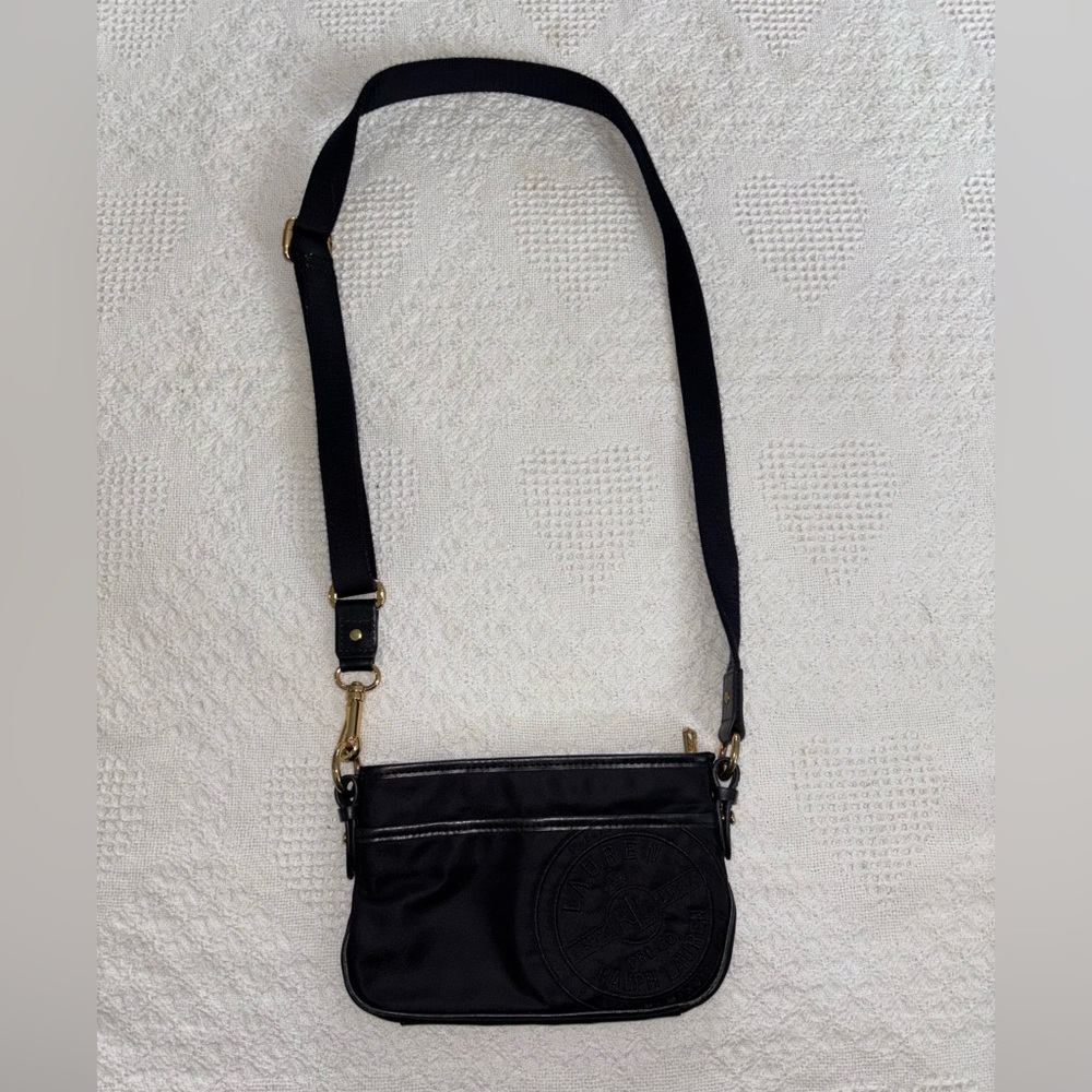 Lauren Ralph Lauren Small Vintage Black Shoulder Bag Preowned Purse Adjustable